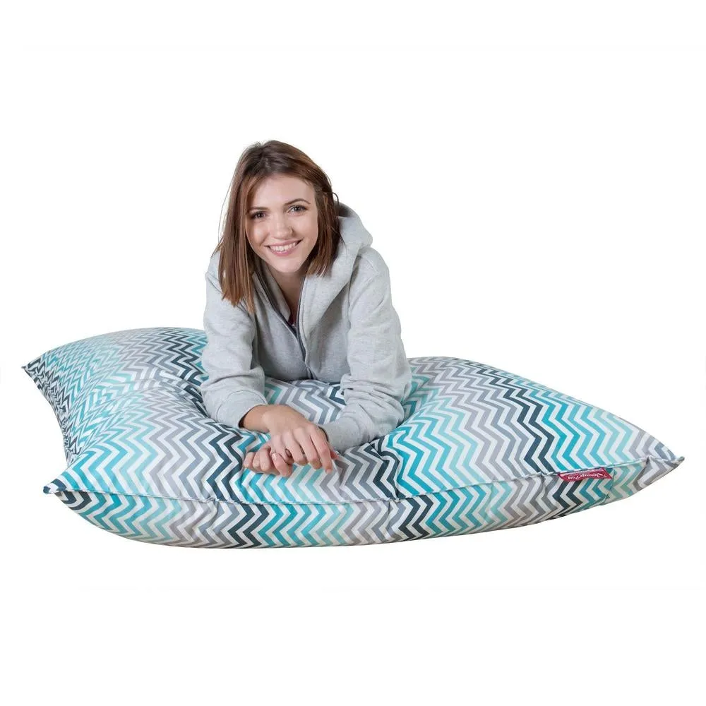 XL Pillow Beanbag - Geo Print Chevron Teal