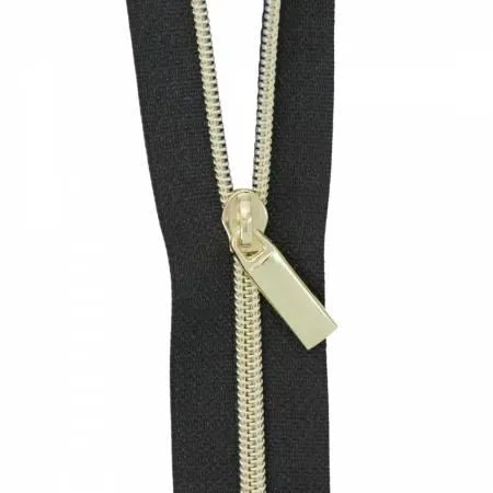 Zippers by the Yard - Black / Gold (Size #3)